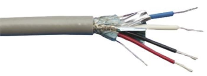 Alpha Wire Multicore Industrial Cable, 4 Cores, 15 AWG, 18 AWG, Screened, 305m, Grey PVC Sheath, 15 (Power), 18 (Data)