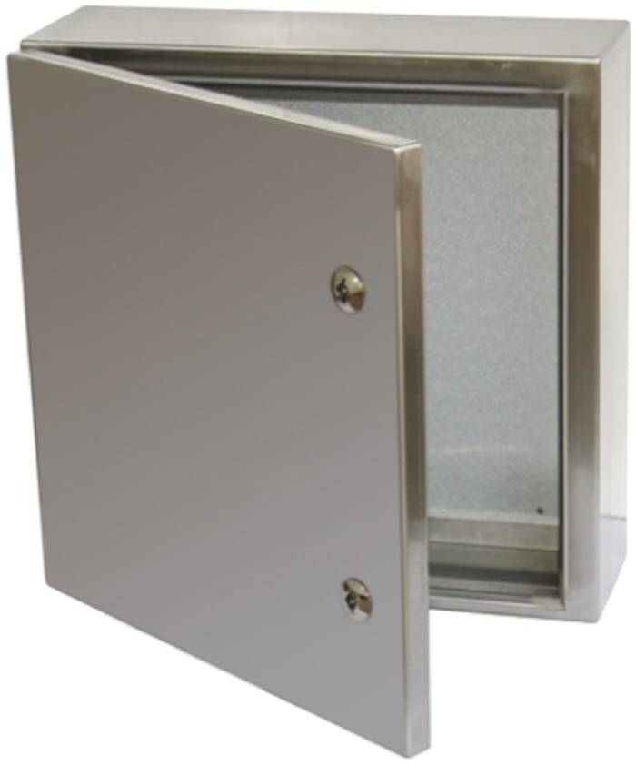 Caja de pared RS PRO de Acero inoxidable 304 Sin Pintar, con placa de montaje, 200 x 200 x 150mm, IP66