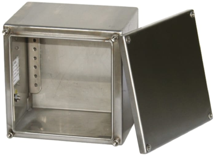 Caja de conexión RS PRO, Acero Inoxidable, Sin Pintar, 400mm, 120mm, 200mm, 400 x 120 x 200mm, IP66