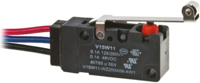 Honeywell Long Roller Lever Microswitch, Pre-wired Terminal, 100 mA @ 48 V dc, SPDT, IP67