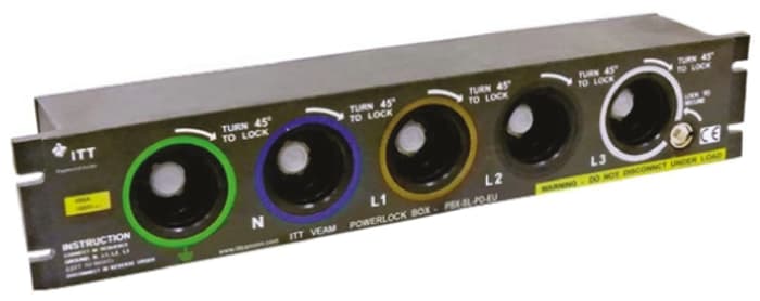 ITT Cannon, Veam Powerlock IP2X, IP67 Panel Mount 1P Heavy Duty Power Connector Plug, Rated At 660A, 1.5 kV
