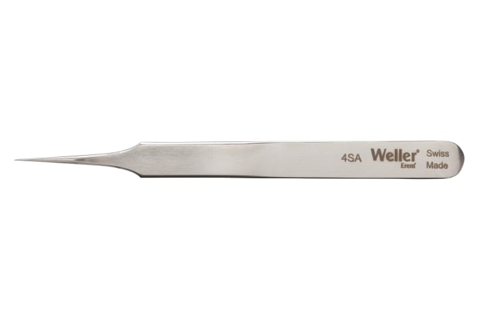 Pinzetta Di Precisione Weller Erem 2ASASL - Punte Piatte Da 2 Mm, Acciaio Inox, Per Elettronica E Gioielli