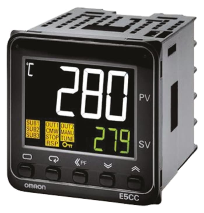 Omron E5CC PID Temperature Controller, 48 x 48mm, 2 Output, 100 → 240 V ac Supply Voltage