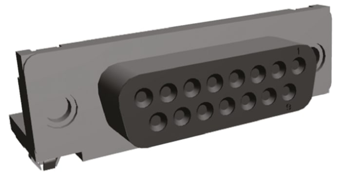 TE Connectivity Amplimite HD-20 15 Way Right Angle Through Hole D-sub Connector Socket, 2.74mm Pitch, with 4-40 UNC