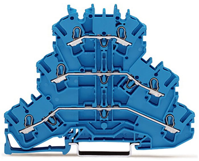 WAGO 2002-3204 TOPJOB S, 2002 Series Blue, 2.5mm², Triple-Level, Push-In Cage Clamp Termination, ATEX, IECEx