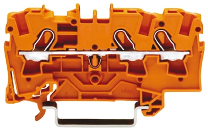 WAGO 2004-1302 TOPJOB S, 2004 Series Orange, 4mm², Single-Level, Push-In Cage Clamp Termination, ATEX, IECEx