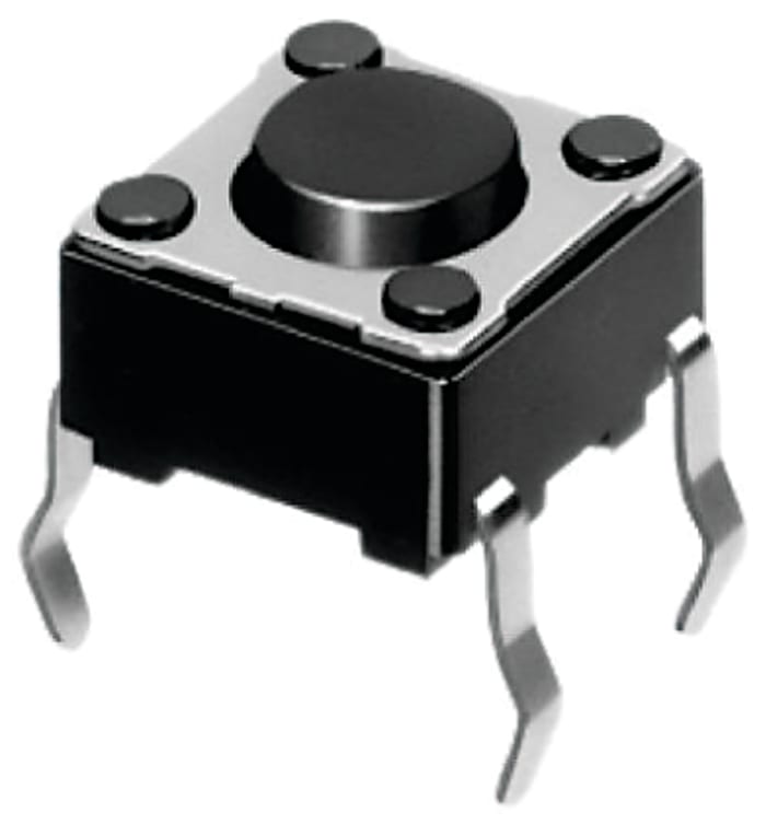 8888 Black Button Tactile Switch, SPST 50 mA @ 12 V dc 1.5mm