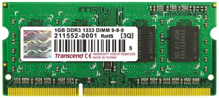 Transcend 1 GB DDR3 Laptop RAM, 1333MHz, SODIMM, 1.5V