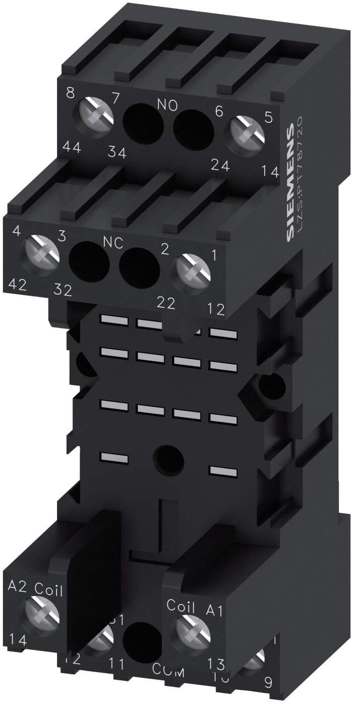 Siemens Snap-On Rail Mount Relay Socket, for use with 2 Changeover Contacts
