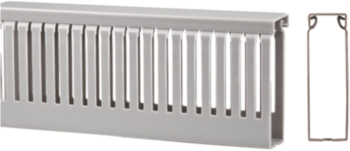 Kabelové rozdvojky Drážkovaný kabelovod PVC Otevřený barva Šedá 40 mm x 60mm x 2m RS PRO