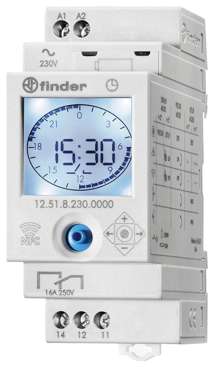 1 Channel Digital DIN Rail Time Switch Measures Minutes, 230 V ac