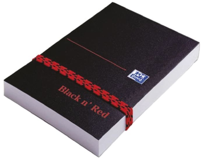 Black n Red A7 Casebound Hardcover Notepad, 96 Plain Sheets