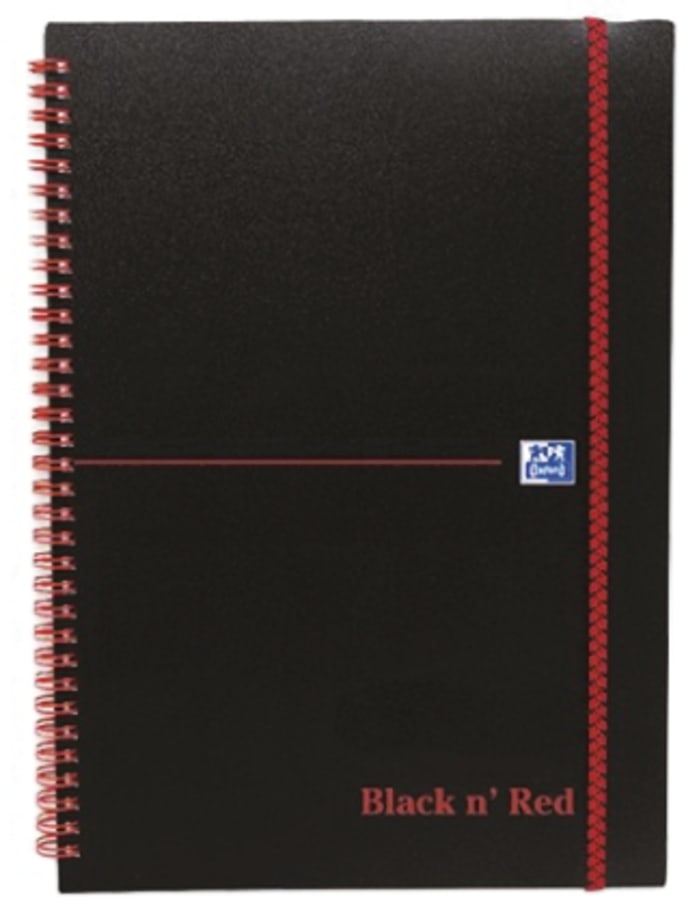 Black n Red A6 Wirebound Hardcover Notepad, 70 Ruled Sheets