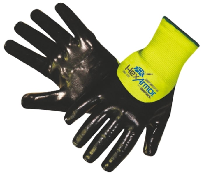 HexArmor Black SuperFabric® Puncture Resistant Reusable Gloves, Size 9, Large, Nitrile Coating