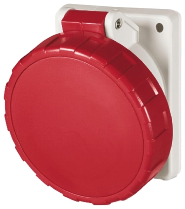 RS PRO 32A Red 3P+E Pole Plastic Industrial Socket, 380 → 415V, IP67
