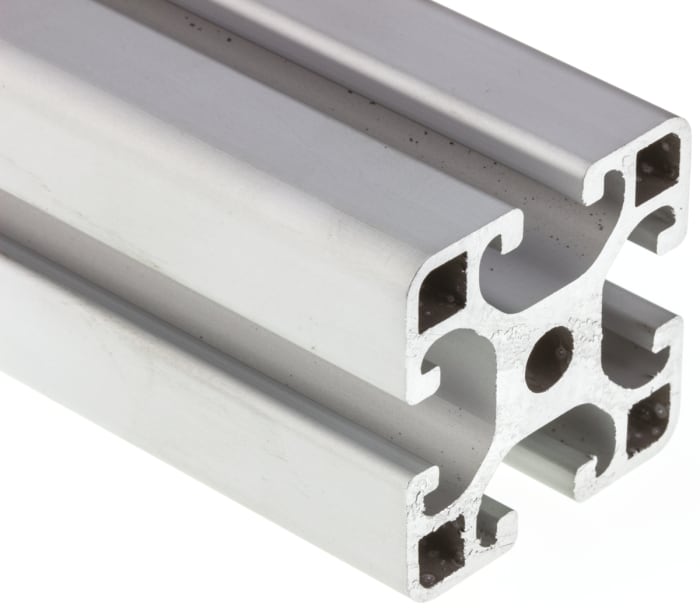 RS PRO Silver Aluminium Profile Strut, 40 x 40 mm, 8mm Groove, 1000mm Length