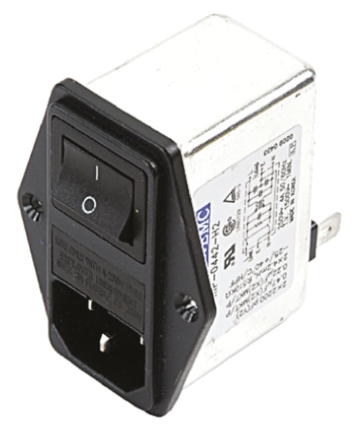 Filtre IEC Mâle Deltron, 4A, 250 V c.a./c.c., Montage panneau, 1 pôle