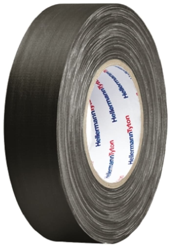 HellermannTyton Matt Black Cloth Tape, 25mm x 25m, 0.31mm Thick