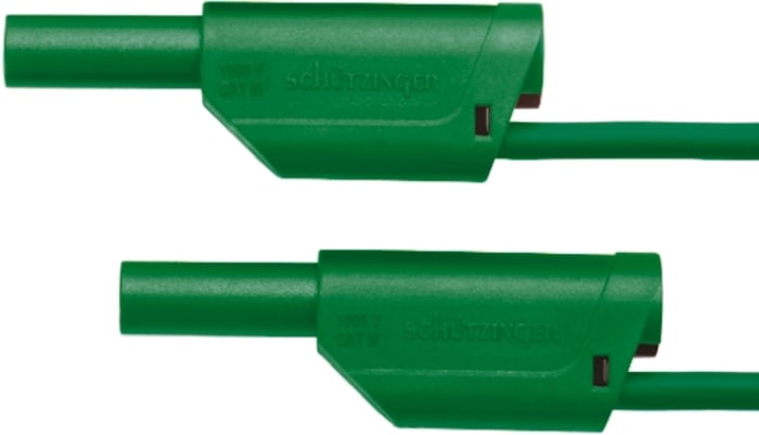 Cable de prueba con conector de 4 mm Schutzinger de color Verde, Macho-Macho, 1kV, 32A, 500mm
