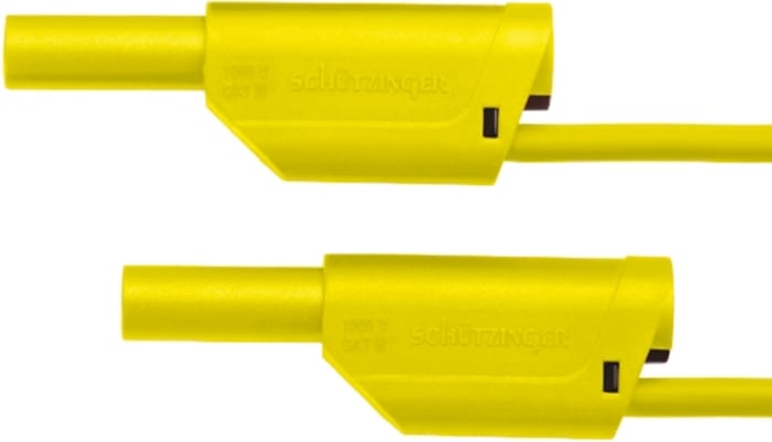 Cable de prueba con conector de 4 mm Schutzinger de color Amarillo, Macho-Macho, 1kV, 32A, 500mm