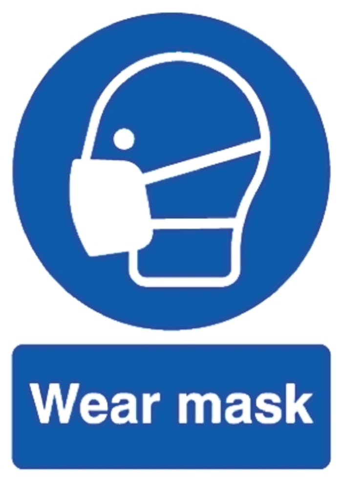 RS PRO İş Güvenliği Levhası, PP Sert Plastik, 148 x 210mm, Metin Dili: İngilizce, Maske