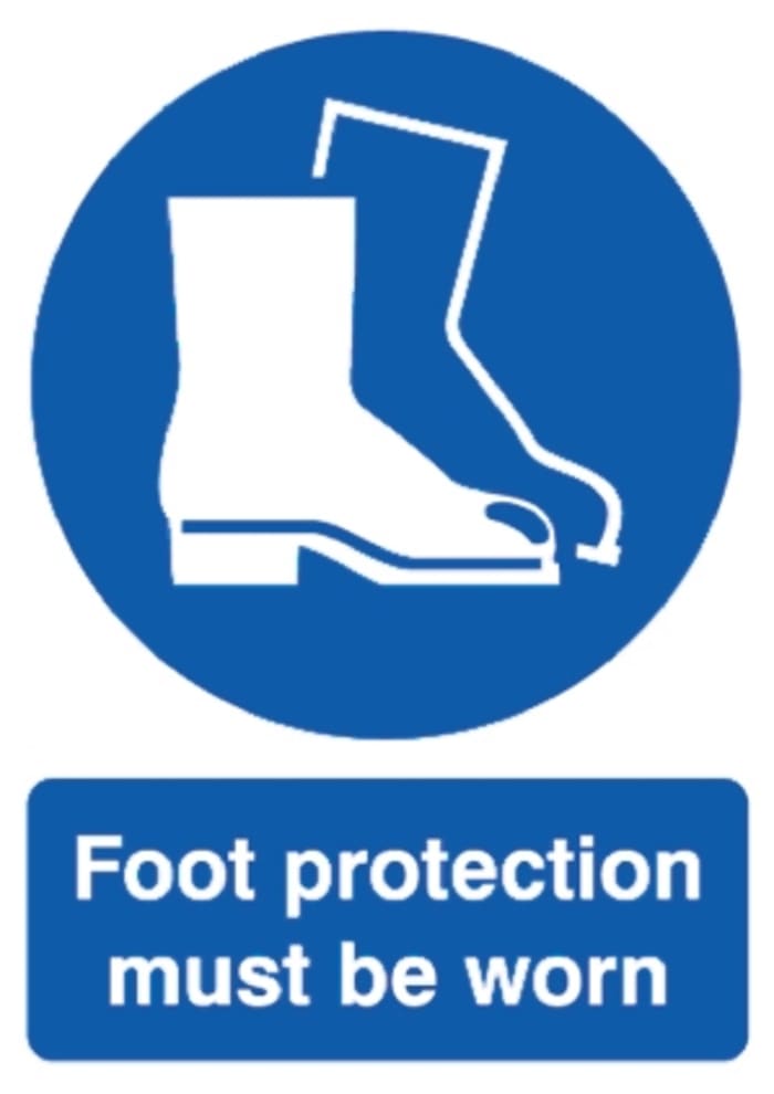 RS PRO PP Rigid Plastic Mandatory Foot Protection Sign With English Text