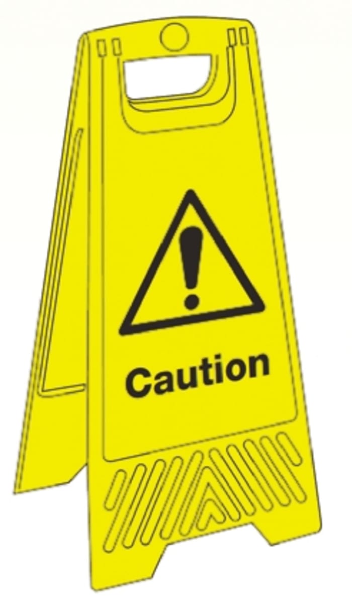 Tabulka nebezpečí a varování, PVC, Černá/žlutá text: Caution Angličtina Obecné nebezpečí Skládací značka
