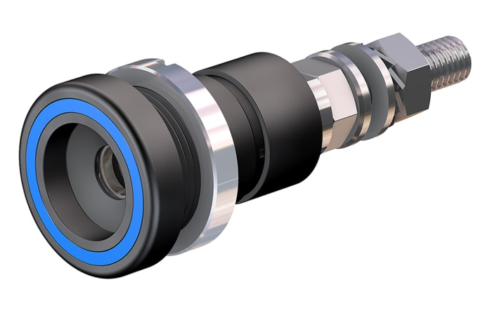 Conector hembra para pruebas Hembra, 100A, 600V, Contacto  Plata, Azul