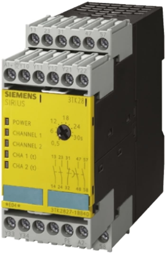 Siemens SIRIUS 3TK28 Safety Relay, 24V ac, Single/Dual-Channel, 4 Safety Contacts