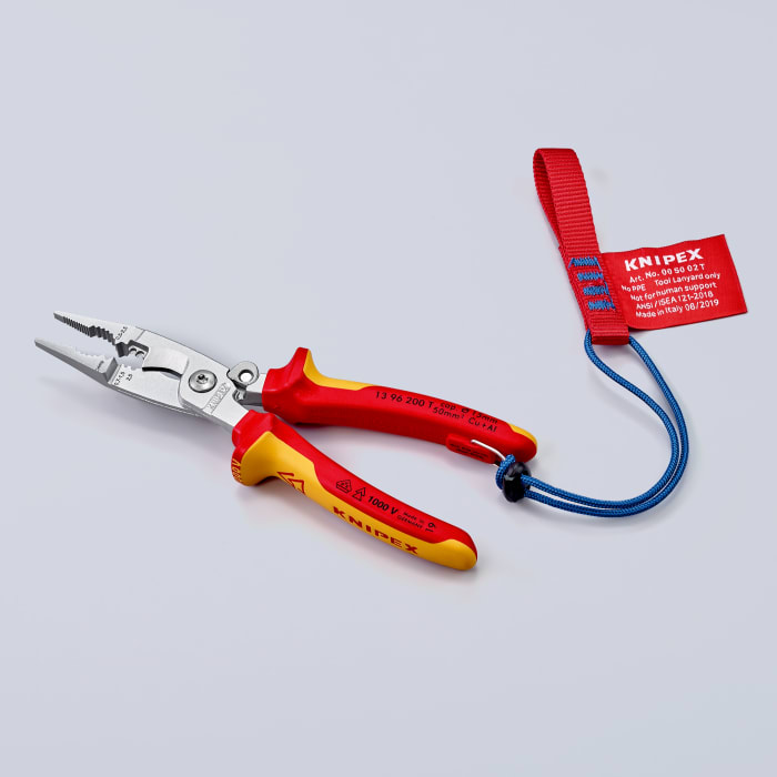 Alicates universales Ángulo recto Knipex, VDE, corte máx. Cable de cobre