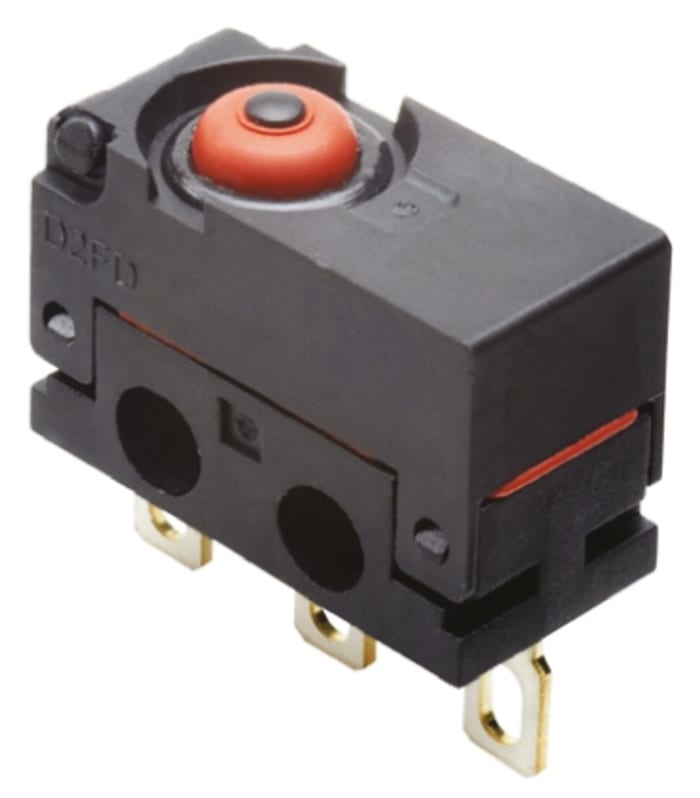 Omron Pin Plunger Micro Switch, Solder Lug Terminal, 2 A @ 30 V dc, SP-CO, IP6X