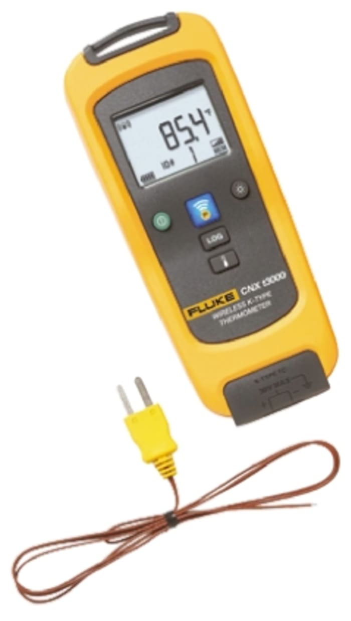Fluke CNS T3000 Recording Digital Thermometer for Radio Frequency Communications Use, K Probe, +1372°C Max, ±0.5% + 0.3