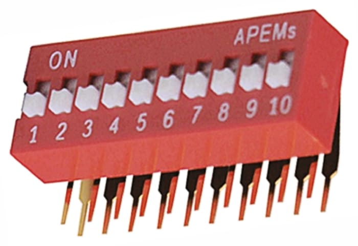 DIP switch,DA series,SPST,10 way,r/angle