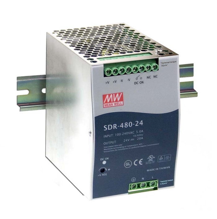 Alimentation pour rail DIN MEAN WELL, série SDR, 48V c.c.out 10A, 480W