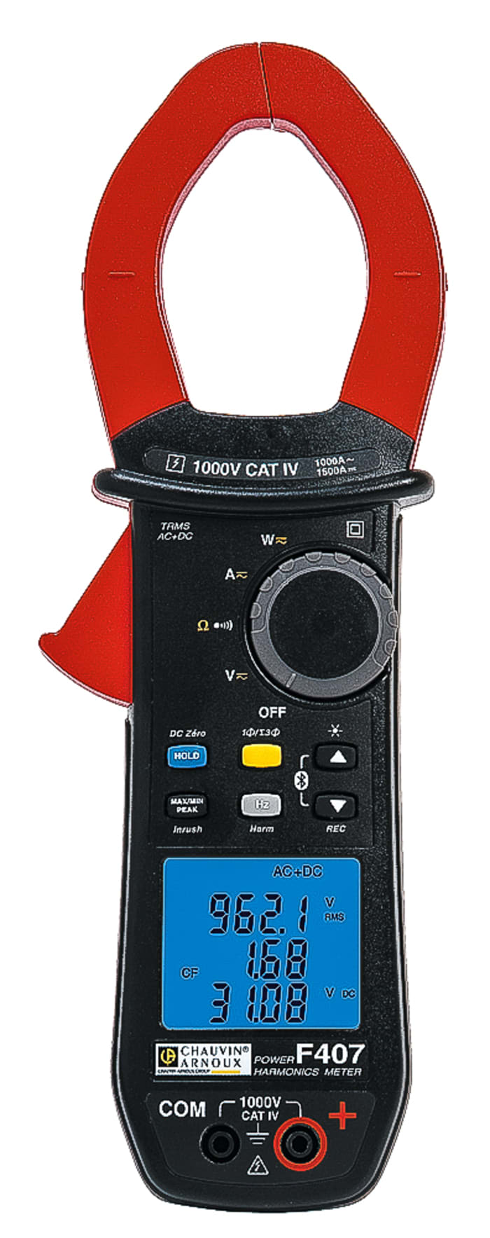 Chauvin Arnoux F407 Clamp Meter Bluetooth, 1500A dc, Max Current 1000A ac CAT III 1000V