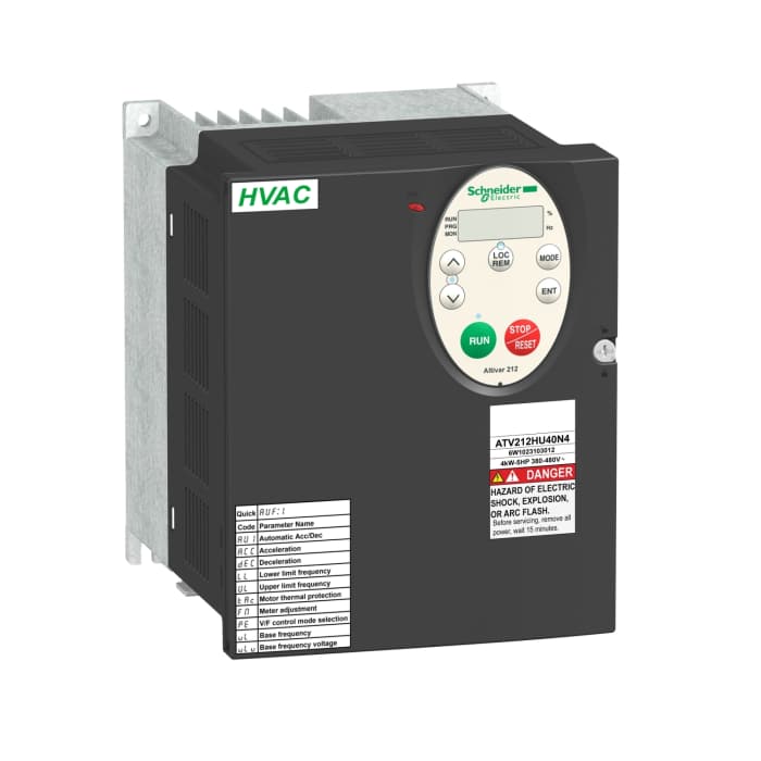 Schneider Electric Inverter Drive, 5.5 kW, 3 Phase, 400 V ac, 8.6 A, 10.9 A, ATV 212 Series