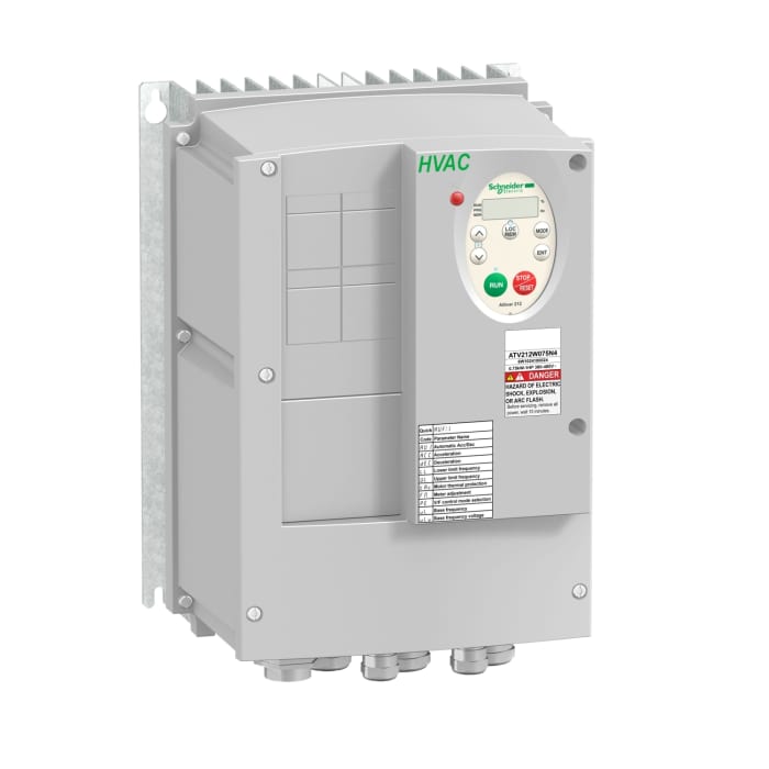 Schneider Electric Inverter Drive, 1.5 kW, 3 Phase, 400 V ac, 2.5 A, 3.2 A, ATV 212 Series