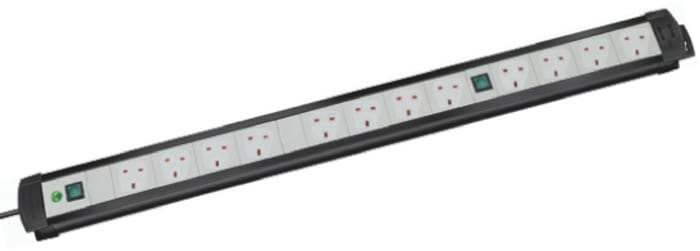 Regleta de enchufes brennenstuhl Premium-Line, con interruptor, long. cable 3m, 12 tomas Tipo G - Británico, 230 V,