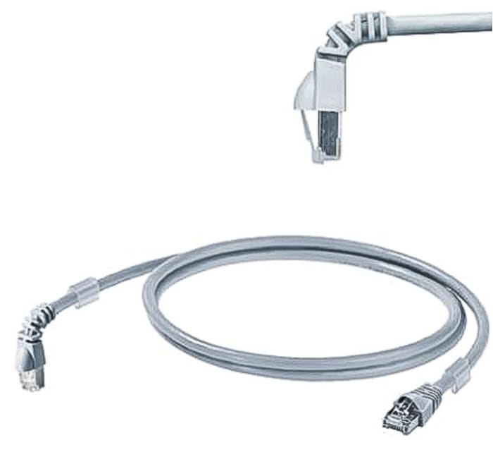 Câble Ethernet Weidmuller catégorie 6, S/FTP, Gris, Longueur 5m LSZH, avec connecteur coudé
