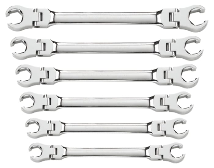 Gear Wrench 6-Piece Flare Nut Spanner Set, 9 x 11; 10 x 12; 13 x 14; 15 x 17; 16 x 18; 19 x 21 mm