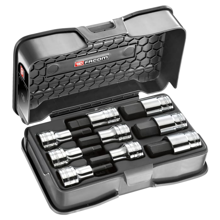 Facom 9-Piece Metric 1/2 in Bit Socket Set , 6 point