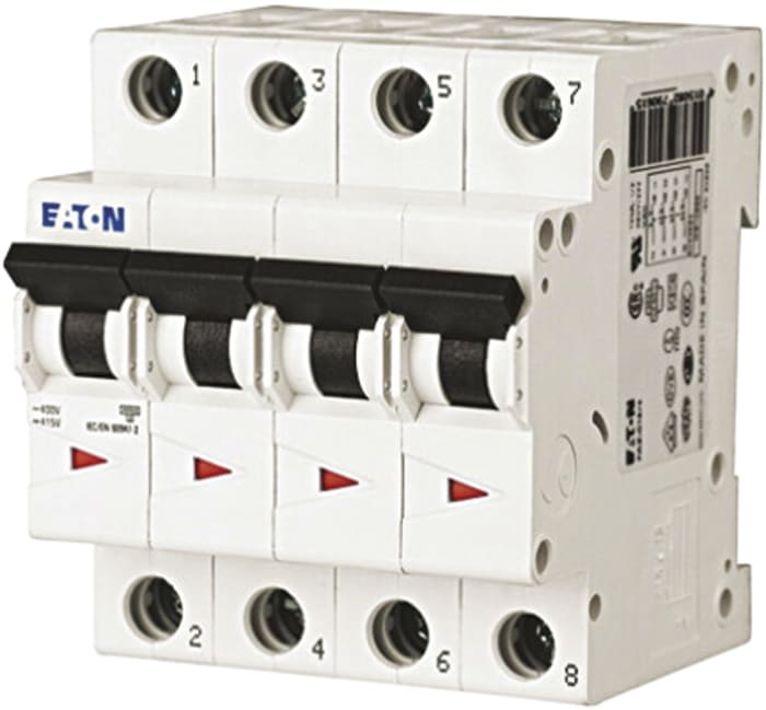 Eaton xEffect MCB, 4P, 16A Curve C, 230 → 400V AC, 6 kA Breaking Capacity