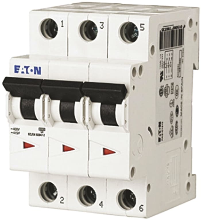 Eaton xEffect MCB, 3P, 63A Curve D, 230 → 400V AC, 6 kA Breaking Capacity