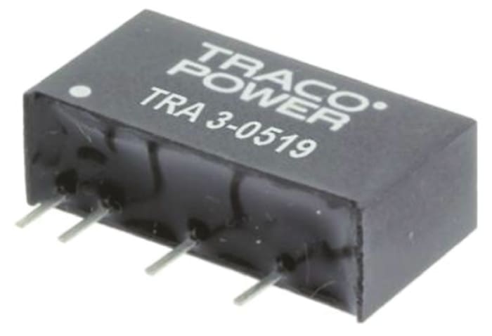 TRACOPOWER TRA 3 DC-DC Converter, 5V dc/ 600mA Output, 4.5 → 5.5 V dc Input, 3W, Through Hole, +85°C Max Temp