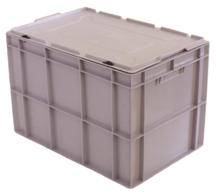 Conteneur à couvercle Gris Amovible 75L, 400mm x 400mm x 600mm