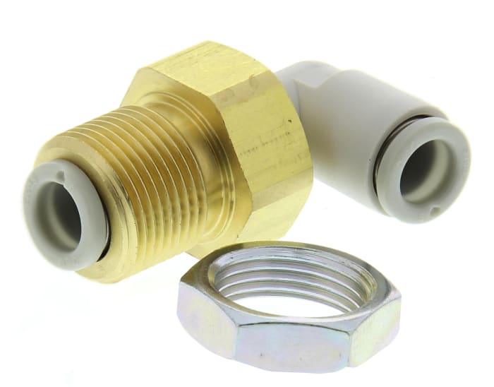SMC KQ2 Series Bulkhead Threaded-to-Tube Adaptor, Push In 6 mm to Push In 6 mm, Threaded-to-Tube Connection Style