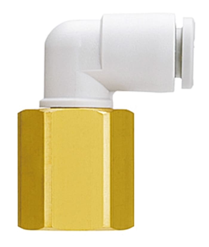 SMC KQ2 Series Elbow Threaded Adaptor, Rc 1/8 Female to Push In 8 mm, Threaded-to-Tube Connection Style