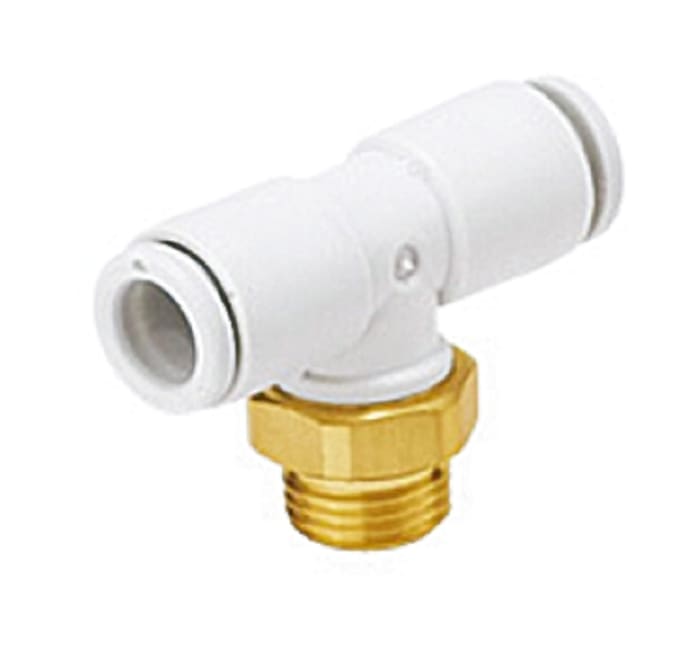 SMC KQ2 Series Tee Threaded Adaptor, Push In 8 mm to Push In 8 mm, Threaded-to-Tube Connection Style