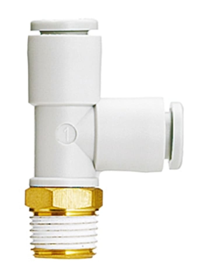 SMC KQ2 Series Tee Threaded Adaptor, Push In 4 mm to Push In 4 mm, Threaded-to-Tube Connection Style