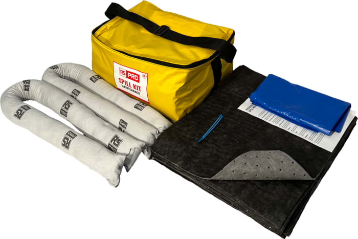 Kit de déversement contient 30 x coussinets, 2 x chaussettes de 1,2 m, 2 x sacs à déchets, 2 x attaches de fermeture